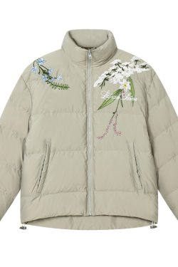 Chinese-Style Floral Embroidered Collar Warm Graphene Cotton Coat, Classic Design for Fall and Winter Fashion