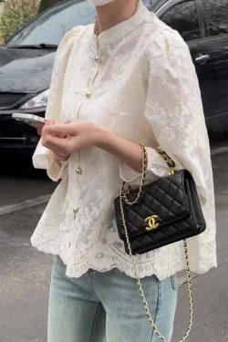 Chinese-Style Jacquard Button Shirt for Women - Spring 2025 High-End Slim-Fit Long Sleeve Top in Light National Wind Fashion