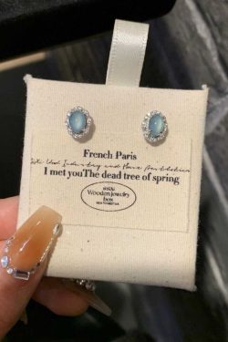 Chinese-Style Jade Earrings in Blue-Green with Sparkling Diamonds and Zirconia, Women's Versatile 2025 Fashion Jewelry