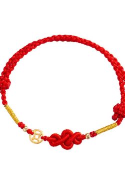 Chinese-Style Peace Knot Copper Coin Red Rope Bracelet for Women, Exquisite Woven Hand Accessory for Attracting Wealth and Fortune