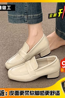 Chunky Heel Women's Leather Flats - 2025 Spring Fashion, Soft Leather, Versatile British Style, French Retro Design