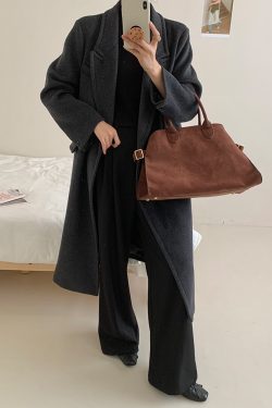 Classic Fit Woolen Overcoat for Women - High-End Winter Coat, Petite Size, Elegant Design, Perfect for Chic Layering