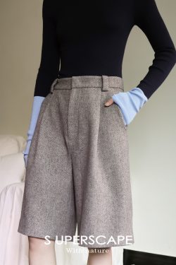 Classic French Woolen Mid-Length Pants - Versatile Loose Wide-Leg Casual Trousers for Effortless Style