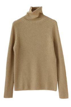 Classic Oversized Warm Thick Soft Seamless High-Neck Ribbed Cashmere Knit Pullover Sweater for Cozy Layering