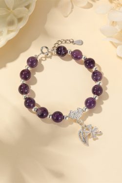 Classy Amethyst Bracelet for Women - High-End Peace Lock Pure Silver Accessory