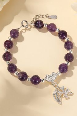 Classy Amethyst Bracelet for Women - High-End Peace Lock Pure Silver Accessory