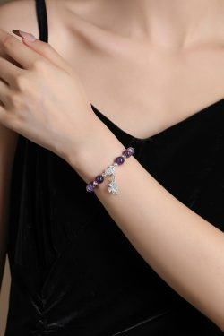 Classy Amethyst Bracelet for Women - High-End Peace Lock Pure Silver Accessory