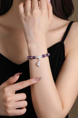Classy Amethyst Bracelet for Women - High-End Peace Lock Pure Silver Accessory