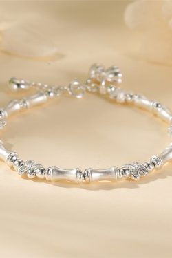 Classy Pure Silver Butterfly Bracelet for Women - Niche Bamboo Segment Design, Elegant Fashion Ornament