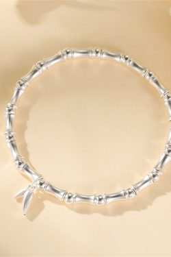 Classy S925 Pure Silver Bamboo Joint Charm Bracelet for Women - Elegant French Design, Fashionable Accessory