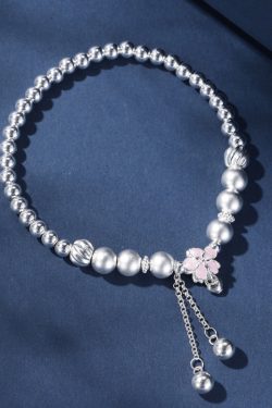 Classy S925 Sterling Silver Bracelet for Women with Dripping Glaze Flower Tassel Beads - Elegant Floral Jewelry Accessory