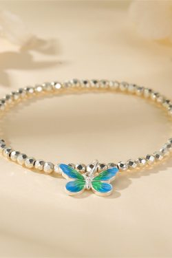 Classy S925 Sterling Silver Butterfly Beaded Bracelet for Women - Unique Niche Design Jewelry Accessory
