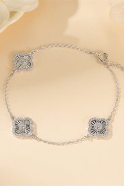 Classy S925 Sterling Silver Clover Brooch Bracelet for Women, Light Luxury High-End Fashion Accessory