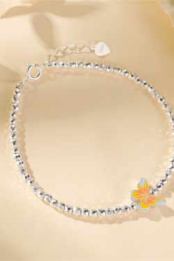 Classy S925 Sterling Silver Colorful Butterfly Beaded Bracelet - Light Luxury High-End Fashion Accessory for Elegant Style