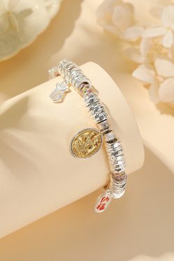 Classy Sterling Silver Bracelet for Women with Yellow财神 Woven Cord Ornament - Elegant Fashion Accessory