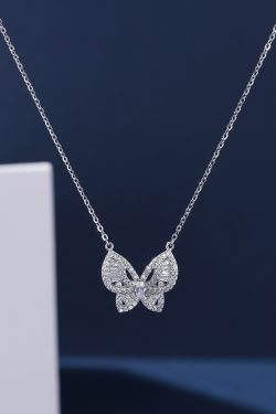 Classy Sterling Silver Hollow Butterfly Necklace for Women - Decorative Collarbone Chain, Elegant Jewelry Design