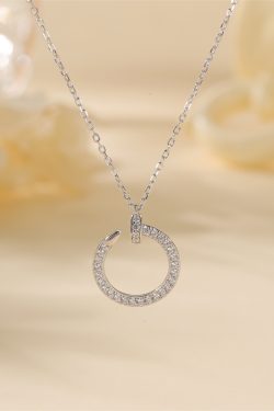 Classy Sterling Silver Nail Necklace for Women - Blue and White Porcelain, Light Luxury Exquisite Sweater Chain