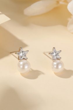 Classy Sterling Silver Pearl Earrings for Women, High-End Star Studs, Exquisite Delicate Ear Accessories