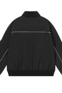 Clean Fit Back Zipper Nylon Flight Bomber Jacket - Harsh and Cruel Style, Trendy Outerwear for Modern Street Fashion