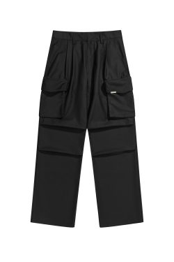 Cleanfit Multi-Pocket Knee Pleated Straight-Leg Casual Pants - Trendy 90s-Inspired Trousers for Effortless Style