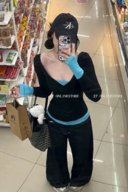 Color-Block Fake Two-Piece T-Shirt Top - Elegant Slim Fit Sweet & Spicy Style - 2025 Trendy Women's Fashion