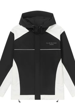 Color-Blocking Spliced Functional Teflon Jacket - American Style, Three-Proof Fabric, Trendy Streetwear Outerwear