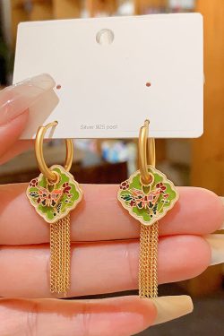 Colorful Butterfly Tassel Earrings for Women, Long Oil Drop Design, Chinese Style, High-End Temperament, Trendy National Fashion