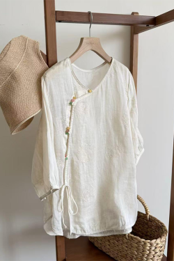 Colorful Diagonal Placket Button Short Sleeve Shirt - Chinese Style Women's Top for Summer 2025, Trendy Lazy Fashion