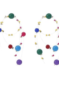 Colorful Fireworks Beaded Ear Clips - Long Contrast Color Earrings for Fun Personality - Trendy 2024 Statement Jewelry