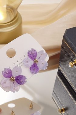 Colorful Floral Stud Earrings for Women - 925 Silver Pin, Korean Style Dongdaemun Design, Perfect for Summer Fashion