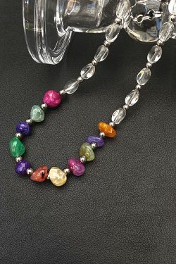 Colorful Natural Stone Beaded Summer Necklace for Women, Versatile Choker and Clavicle Chain, Light Luxury Accessory