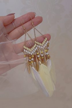 Colorful Peacock Feather Earrings for Women, Ethnic Exotic Design, Tibetan Yunnan Travel Hook Earrings, Fairy-Inspired Boho Jewelry