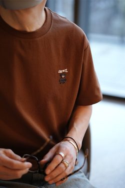 Colorful Woven Bear Embroidered Short-Sleeve T-Shirt for Men - Korean Style Spring/Summer Trendy Round Neck Top
