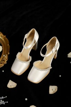 Comfortable French-Style Chunky Heel Bridal Wedding Dress Shoes for 2025, Perfect Lawn Wedding Essentials and Everyday Wear