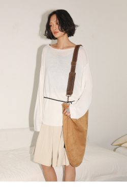 Cool Relaxed Loose Edge Hollow Mulberry Silk Lyocell Sweater - Lightweight Knitted Air Conditioning Sweater for Effortless Style