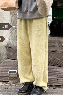 Cream Double-Sided Knitted Joggers - Cookie Fluffy Pants, Cozy Korean Style, Comfortable Fashion for Everyday Wear