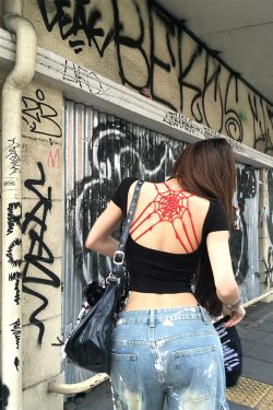Crimson Off-Shoulder Backless T-Shirt for Women - Summer Slim Fit Crop Top - Stylish Short Sleeve Design for Hot Girls