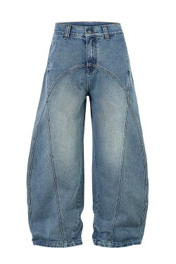 Curved Knife Jeans for Women - American Style High Street Straight-Leg Pants, Draped Slim-Fit Wide-Leg Casual Trousers