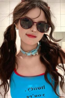 Cute Blue Dog Bone Choker Necklace - Y2K Millennial Baddie Style, Sweet Cool Design for Subculture Fashion Lovers