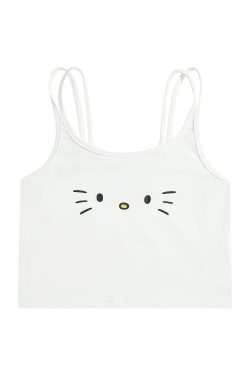 Cute Cat Print Slim Fit Women's Camisole - Summer Japanese Style Inner Wear & Outerwear Top