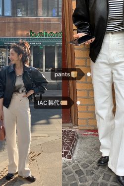 Cute Pocket Design High-Waisted Straight Pants in Bubblegum Gray-Pink - Korean Style Fashion for a Chic Look