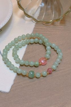 Cyan Retro Double-Layer Stacked Bracelet for Women, Ethnic Style Elastic Wristband, Fairy Sweet Gift Accessory