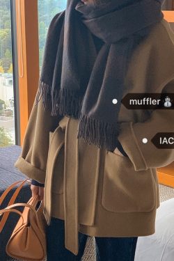 Dark Plaid Scarf - Cozy Forest-Inspired Design, Korean Style Accessory for Fall and Winter Fashion