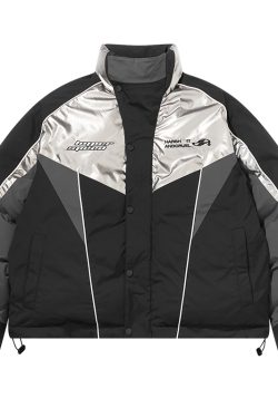 Deconstructed Splicing Embroidery Racing Sports Jacket - Cotton, Trendy Qianmei Milade Rui Style, Edgy Fashion Statement