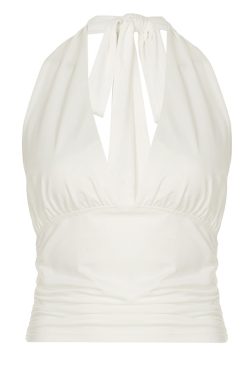 Deep V-Neck Halter Backless Top for Women - Sexy Tie Waist Trendy Street Style Fashion Apparel