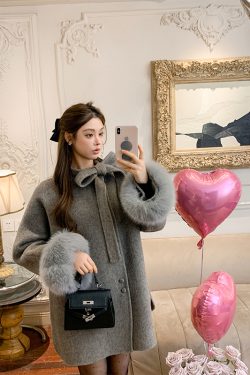 Detachable Fox Fur Reversible Wool Coat for Women - Luxury Autumn Winter Overcoat, Rich Girl Style