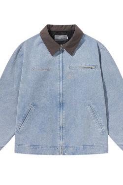 Detroit Work Jacket Coat with Logo Collar - Harsh and Cruel Street Style Fashion Outerwear