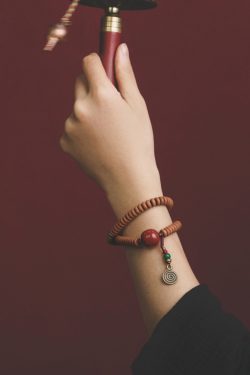 Double Circle Sandalwood Bead Bracelet for Women and Men - Retro Ethnic Style Artistic Hand Accessory