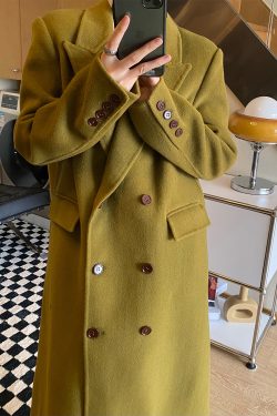 Double-Faced Wool Coat for Women - Korean Style, Double-Breasted, High-End Quality, Autumn Winter Outerwear, Youthful Vibe
