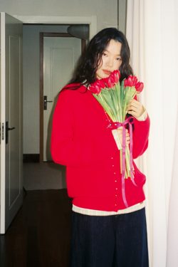Double-Layer Cotton Knitted Cardigan with Rivet Placket - Loose Silhouette, Airy Feel, Perfect for Y2K and 90s Fashion